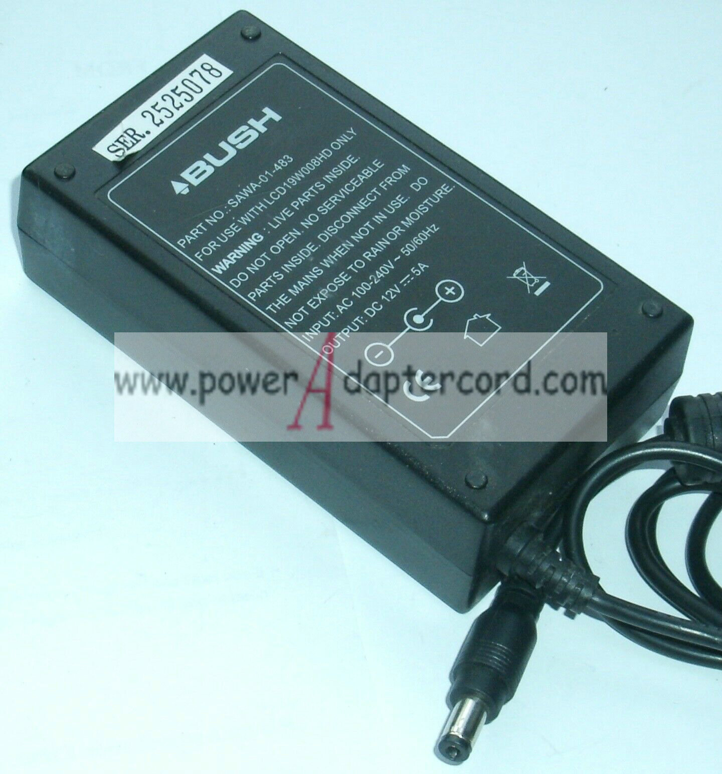 *Brand NEW*POWER SUPPLY 12V 5A AC Adapter BUSH SAWA-01-483 LCD19W008HD - Click Image to Close